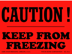 SCL514 Caution Keep From Freezing Labels Size : 3" x 4" fluorescent red