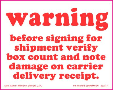 SCL816 WARNING BEFORE SIGNING Label